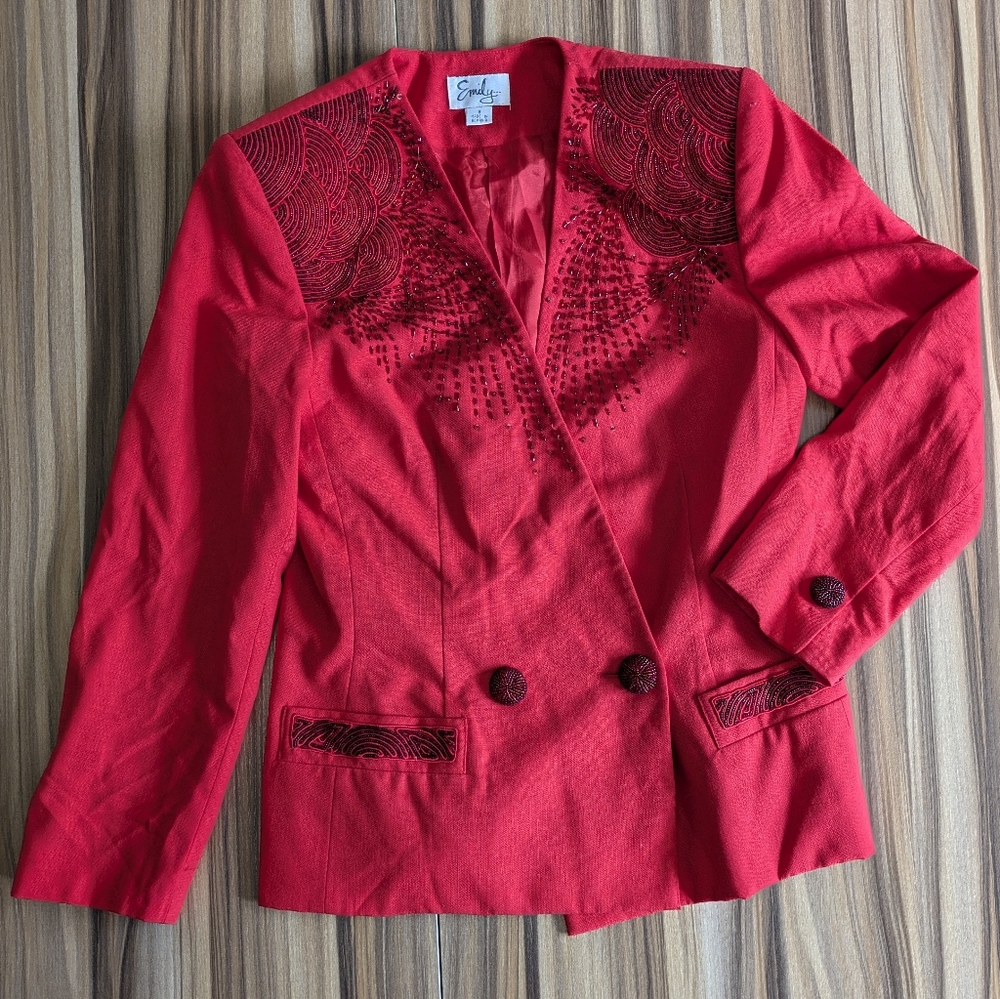 EMILY Vintage beaded red blazer